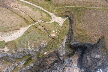 Aerial photograph of Bedruthan Steps, Near Newquay, Cornwall, England 