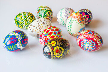 Colorful Easter eggs on a white background 