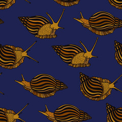 Achatina snails seamless pattern. Vector stock illustration eps10. 