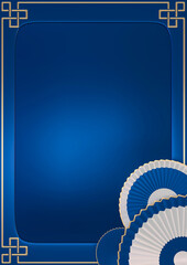 Display blue vertical background Japanese style for show the product. 3D rendering