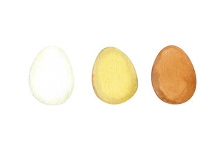 Three eggs. Watercolor. Decor for Easter.