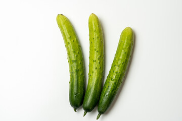 Close-up of cucumber on a white background