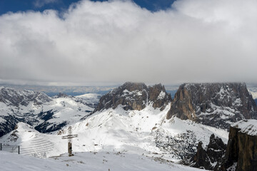 View from Sass Pordoi in the Upper Part of Val di Fassa
