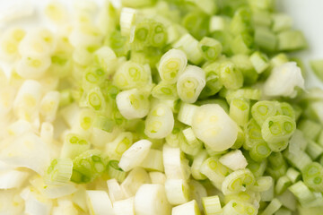 Close-up of chopped green onions