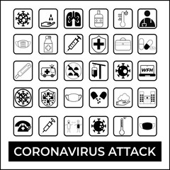 Simple Set of Coronavirus Attack Protection Related Vector Line Icons.Collection of linear simple web Editable vector stroke