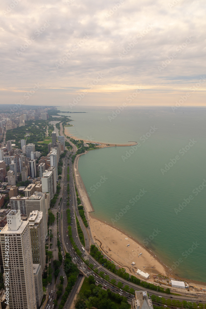 Canvas Prints Aerial View North coast of Chicago