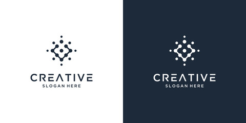 Minimalist elegant letter V with dot symbol logo design business