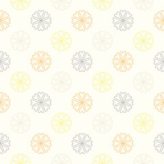Abstract seamless pattern with mandala flower. Mosaic, tile, polka dot. Floral background.