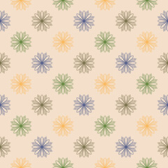 Abstract seamless pattern with mandala flower. Mosaic, tile, polka dot. Floral background.