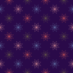 Abstract seamless pattern with mandala flower. Mosaic, tile, polka dot. Floral background.