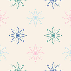 Abstract seamless pattern with mandala flower. Mosaic, tile, polka dot. Floral background.