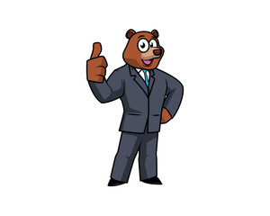 bear cartoon character wear business suit