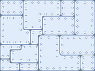 abstract vector background in the form of a texture of a steel wall consisting of plates of various shapes and attached with rivets