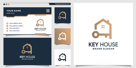 Fototapeta premium Key house logo template with modern concept and business card design Premium Vector