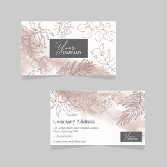Business card template with hand drawn floral background
