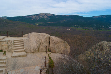 krajobraz góry skały drzewa widok natura przyroda sierra de guadarrama © Piotr