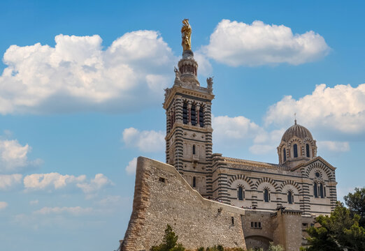 Basilica of Notre Dame de la Garde in Marseille, France, landmark of the city. 