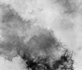 Arbitrary duotone ink vortex blots element Free form pattern Artistic black white painting Charcoal tones Minimalist artwork Dye concrete surface background