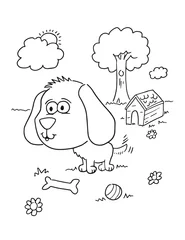 Foto op Plexiglas Schattige puppy hond kleurboek pagina vectorillustratie kunst © Blue Foliage