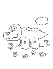 Cute Alligator Cartoon Coloring Book Page Vector Illustration Art