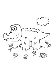 Stickers pour porte Dessin animé Cute Alligator Cartoon Coloring Book Page Vector Illustration Art