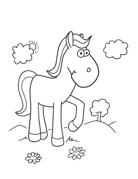 Horse Pony Coloring Book Page Vector Illustration Art