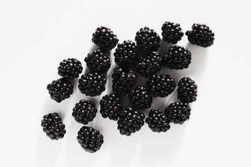 various blackberries on white background