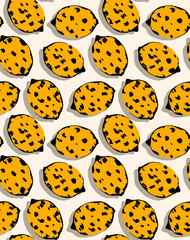 Seamless lemon pattern, fruit print.