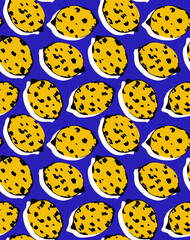 Seamless lemon pattern, fruit print.