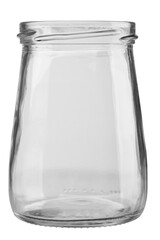 Empty transparent can jar for canning and preserving isolated on white background.