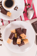 Chocolate wafer rolls.
