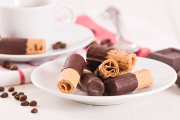 Chocolate wafer rolls.
