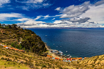 Bolivia, La Paz Department. Lake Titicaca, the Island of the Sun (Isla del Sol) - Yumani port