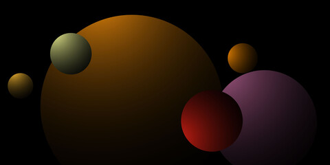 Vector abstract background. Colored circles with gradient fill on a dark background.