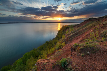 sunset over the river