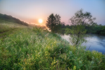 sunrise over the river