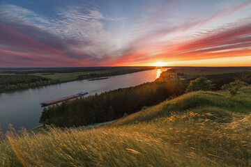 sunset over the river