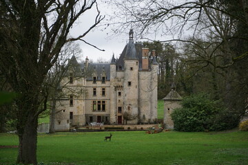 Fototapeta na wymiar old castle in the park of l'Augère-St Menoux, France