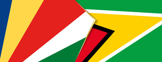 Seychelles and Guyana flags, two vector flags.
