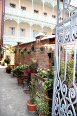 Typical Tbilisi courtyard in the tourist area of the city