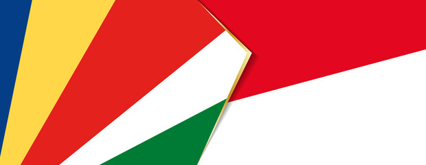 Seychelles and Indonesia flags, two vector flags.