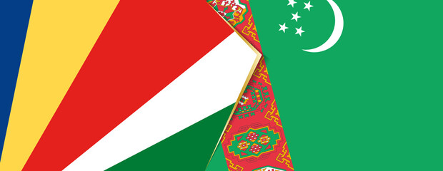 Seychelles and Turkmenistan flags, two vector flags.