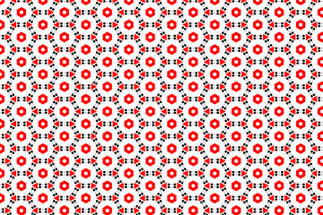 red and white dots. flower Pattern Of White Polka Dots On A White Background. simple seamless pattern with a decorative flower.