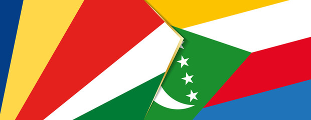 Seychelles and Comoros flags, two vector flags.
