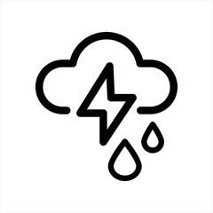 Isolated cloud rain and thunder icon line design. Modern weather icon. Flat vector icon symbols. Storm Icon. Rainstorm symbol for your web site design, logo, app, UI. Thunder Line Icon Vector