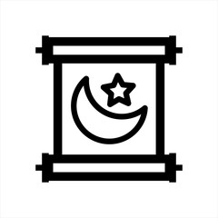 Pendant with moon star emblem ramadan arabic islamic celebration outline style icon