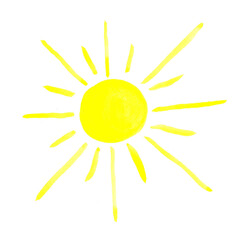 Summer illustration. Summer sun. Hand drawn watercolor sun icon