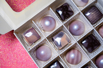 multicolored beautifully decorated handmade candies with fillings