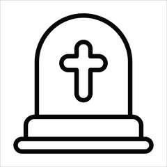 Fototapeta premium graveyard with cross simple outline icon.