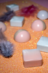 multicolored beautifully decorated handmade candies with fillings